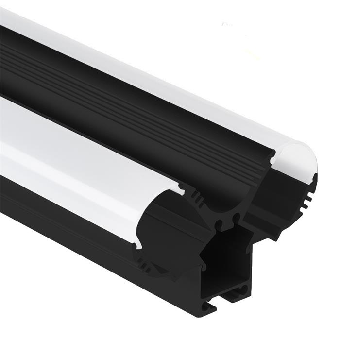 2m LED Profil PL12 Schwarz 56,5x25mm Aluminium Leuchtenprofil für 2x 13mm LED Streifen
