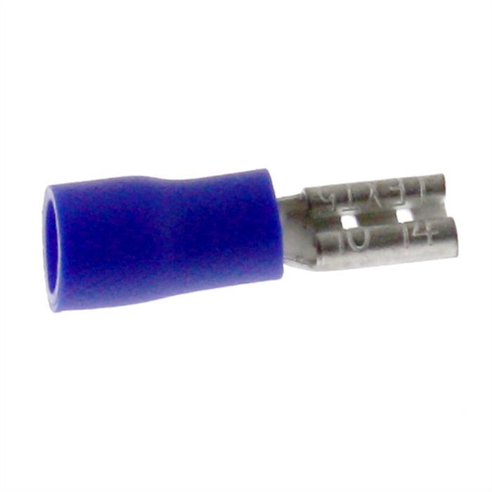 25x Flat receptacle partially insulated 1,5-2,5mm² Plug-in dimension 0,8x2,8mm Blue for flat plug Brass tinned