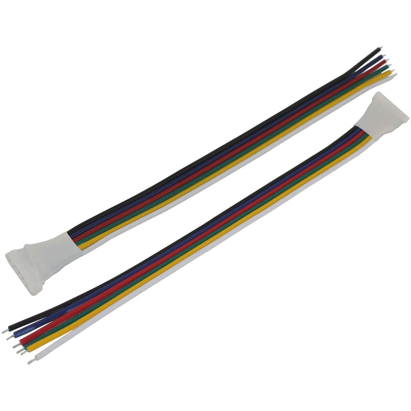 10cm RGBW CCT LED Steckverbinder mit Kabel Schnellverbinder 6 Pin Buchse -> offene Kabelenden