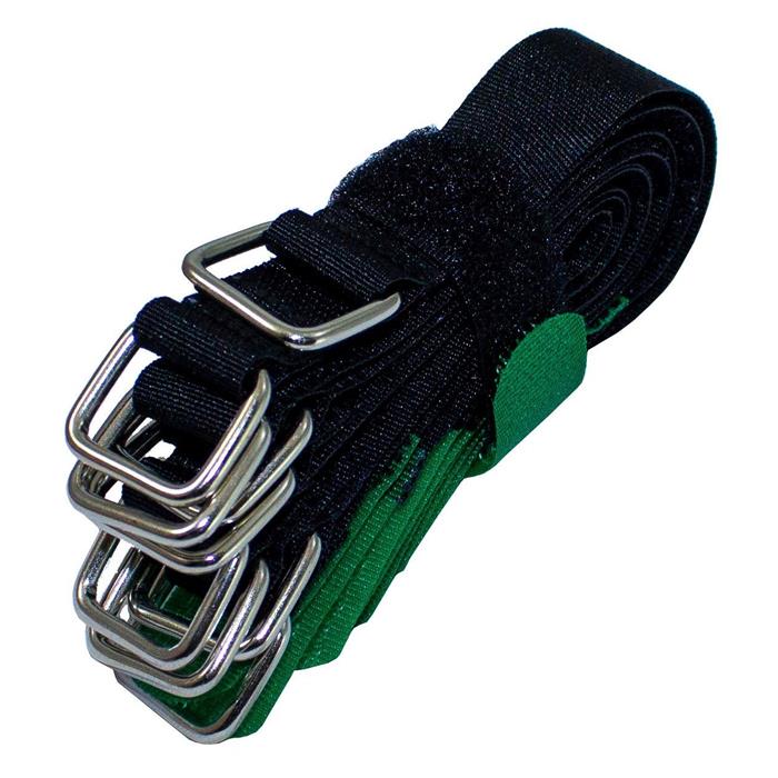 10x Hook + Loop Cable tie 150 x 16mm Black Green crossed Reusable Hook + Loop fastener
