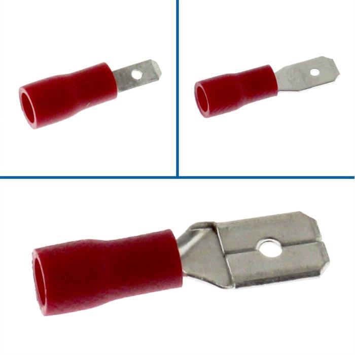 25x Flachstecker teilisoliert 0,5-1,5mm² Rot Steckverbinder Messing verzinnt