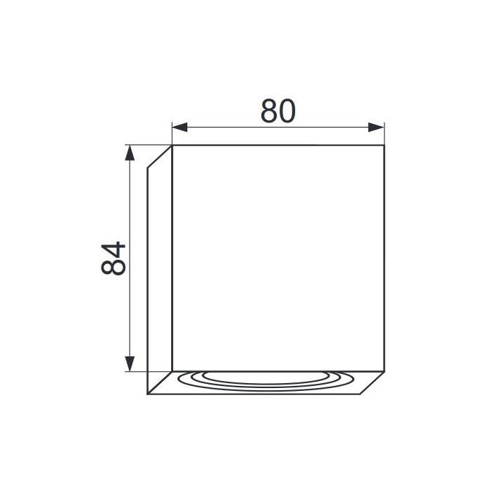 LED Surface mount frame Square 80x80x84mm Black Aluminium Swivelling Spot GU10 MR16