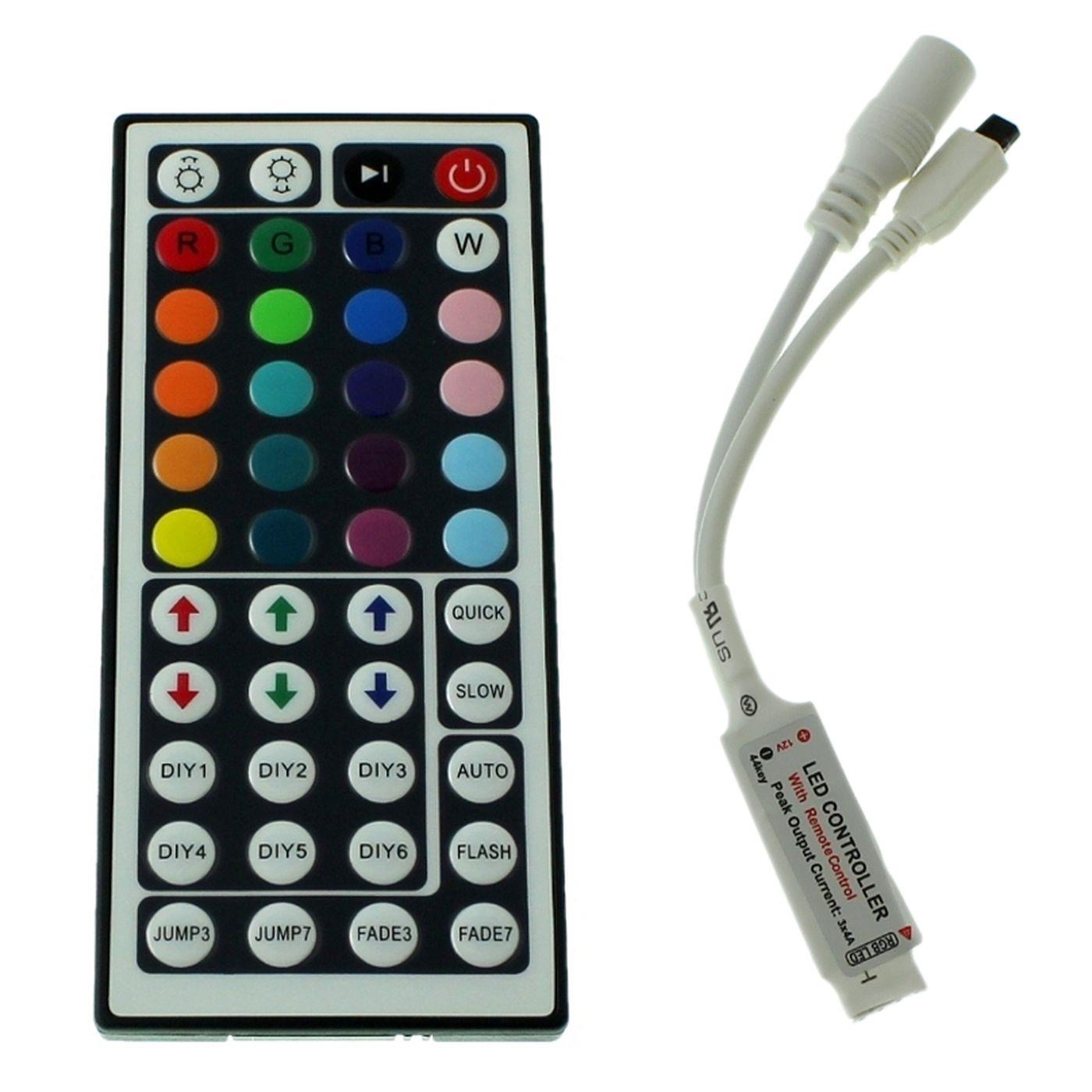 Mini RGB LED 44Key Controller 12V 72W für Farbwechsel Streifen 4-Pin Plug + Play