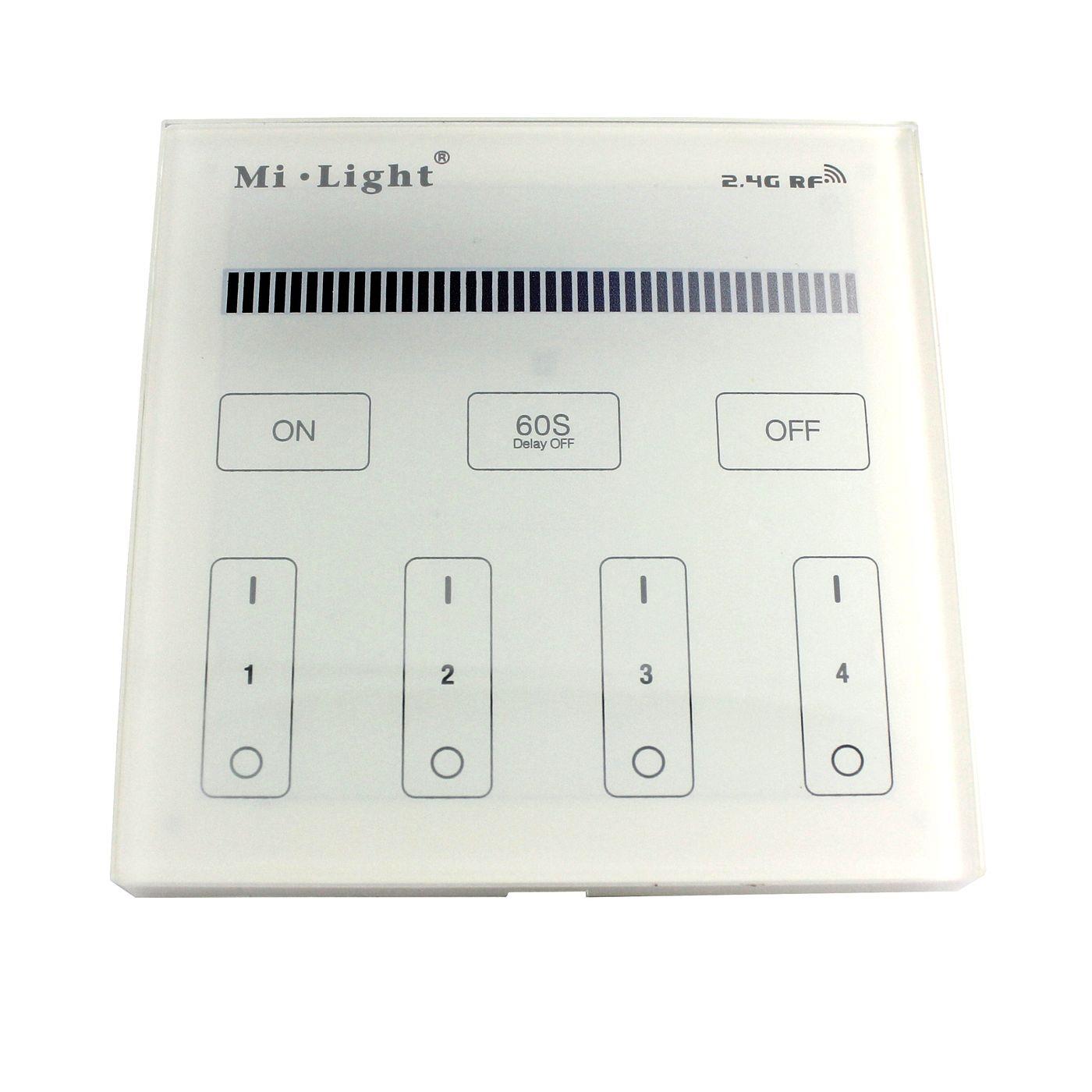 MiLight MiBoxer LED 4-Zone Wand Touch Panel Controller Funk 230V für einfarbige LED Streifen 2-Pin