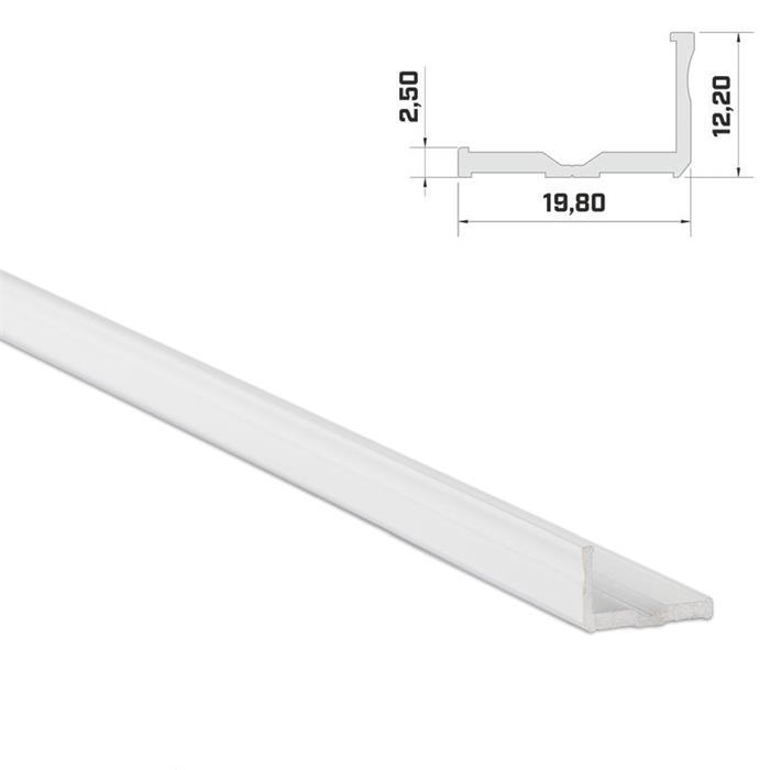 1m LED Profil E Weiß 19x12mm Aluminium Aufbauprofil für 16mm LED Streifen