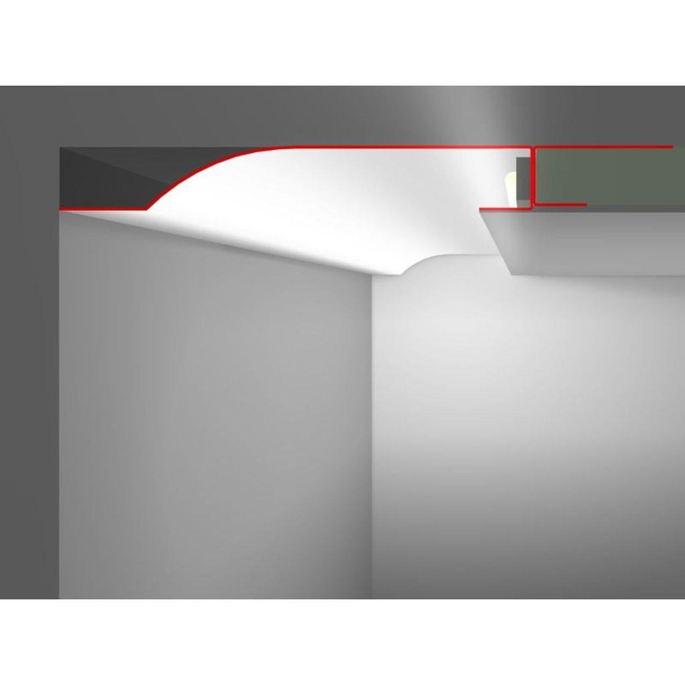 2m LED Trockenbauprofil R10-R mit Reflektor-Sichtschenkel für Gipskartonplatten Stahl Zinkblech