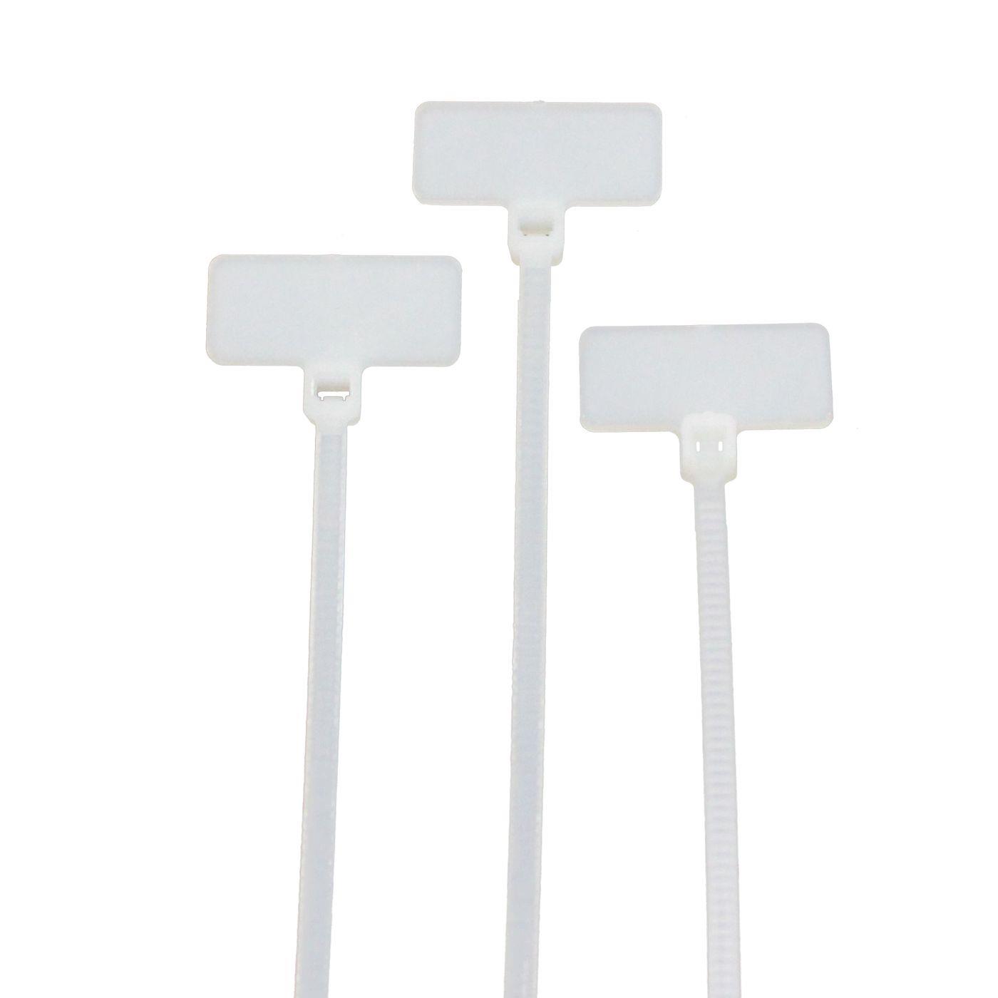 100x Cable tie with Text label 20x9mm 110 x 2,5mm White Natural 8kg PA6.6 Polyamide Industrial quality