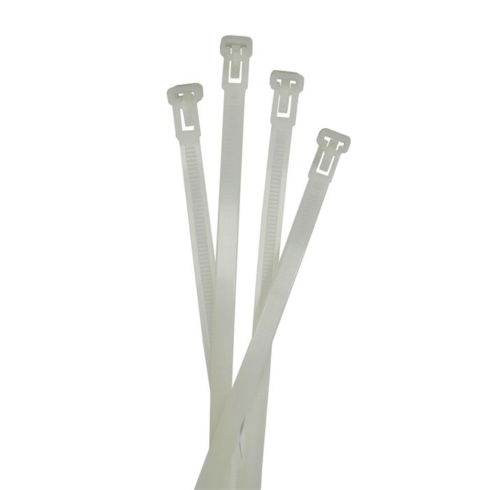 100x Cable tie Reusable 150 x 7,6mm White Natural 22kg PA6.6 Polyamide Industrial quality