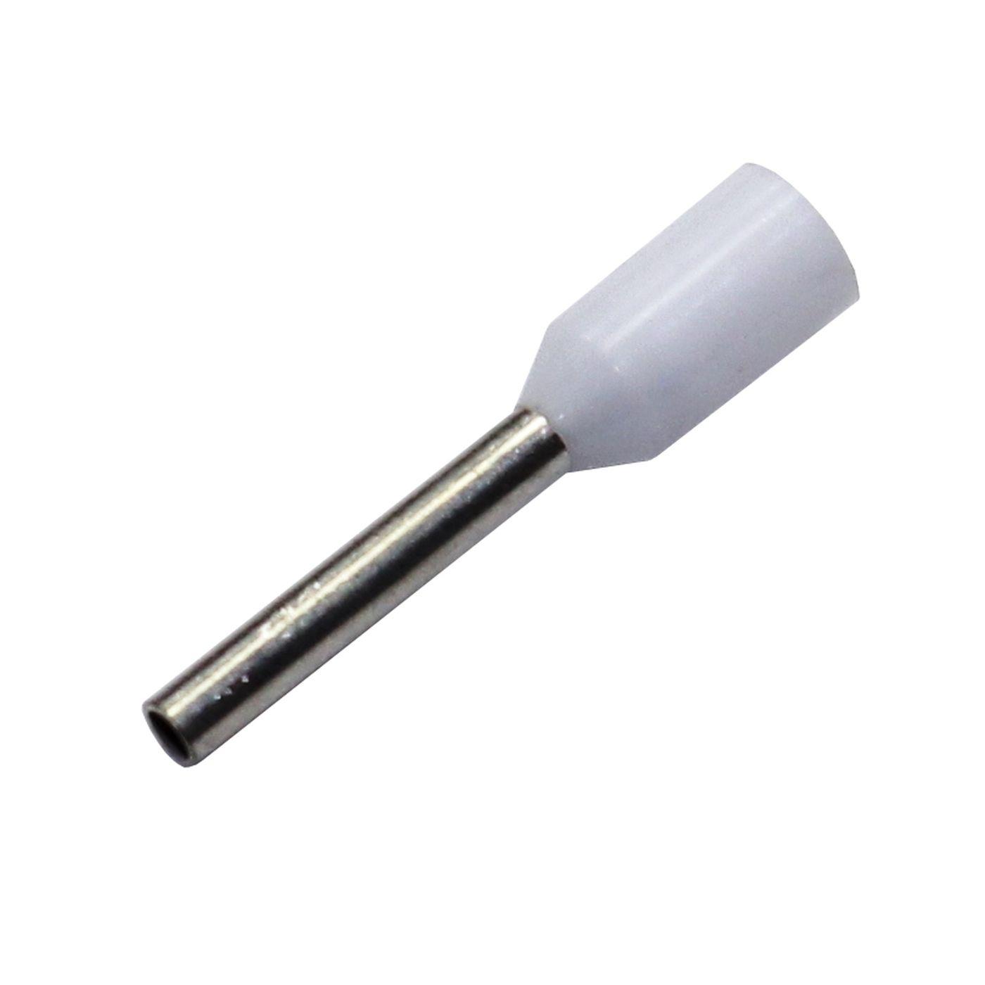 100x Wire end ferrule isolated 0,5mm² White Copper tinned 1x8mm Sleeve