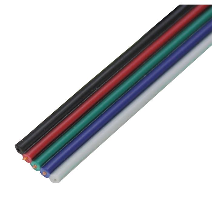 5m RGBW LED Extension cable Flat cable Red Green Blue White Black