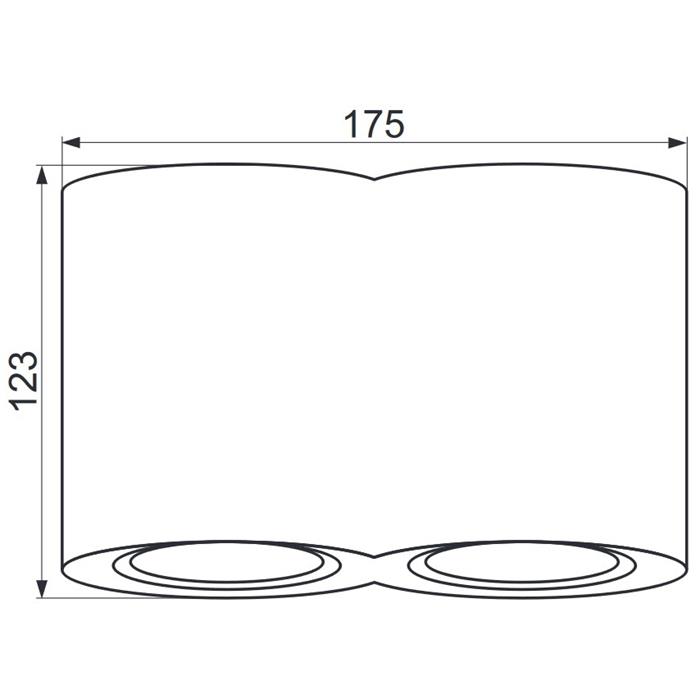 LED Surface mount frame Twin Round 175x95x125mm Black Aluminium Swivelling Spot GU10 MR16