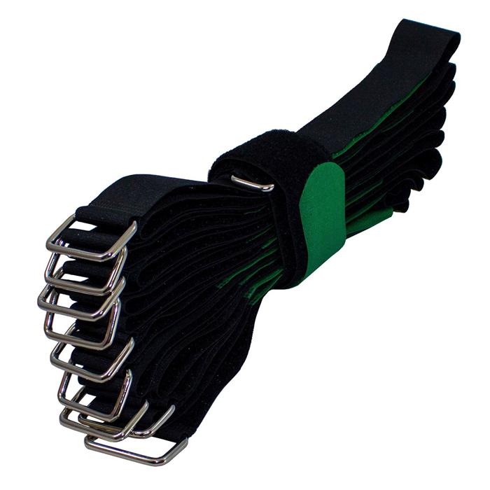 10x Hook + Loop Cable tie 600 x 38mm Black Green normal Reusable Hook + Loop fastener