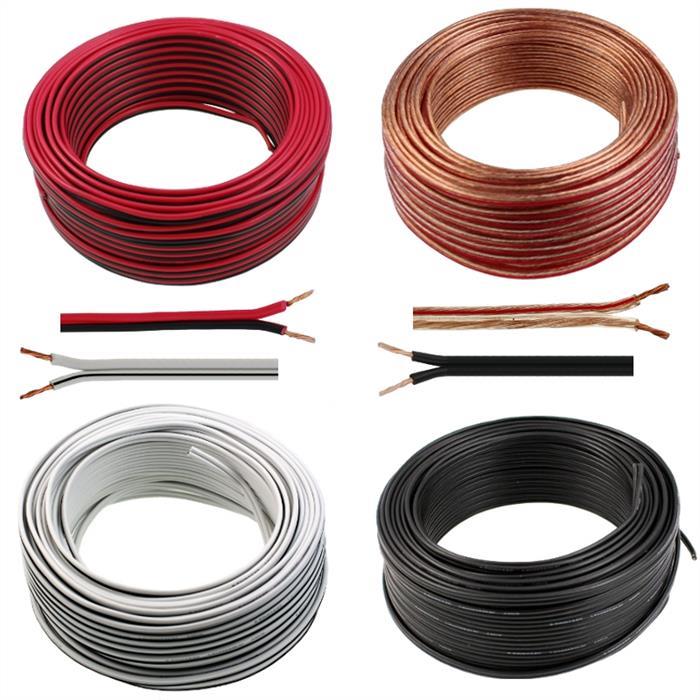 50m Speaker cables 2x 0,5mm² Red Black Audio cable Box housing cable