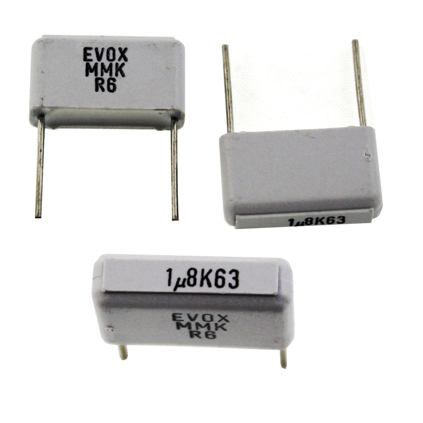 MKT Foil Capacitor Radial 1,8µF 63V DC EVX MMK15185K63B04L12 1800nF