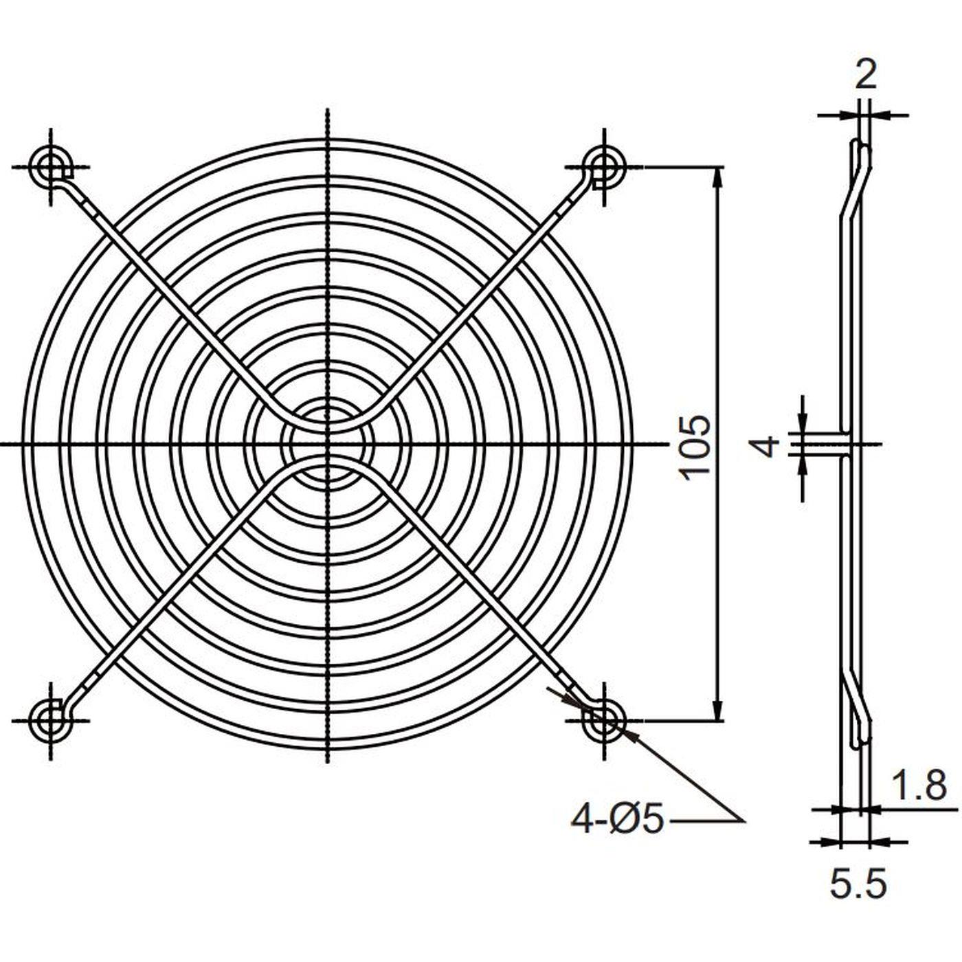 Fan grille 120x120mm for Axial fan 120x120x25mm 120x120x38mm