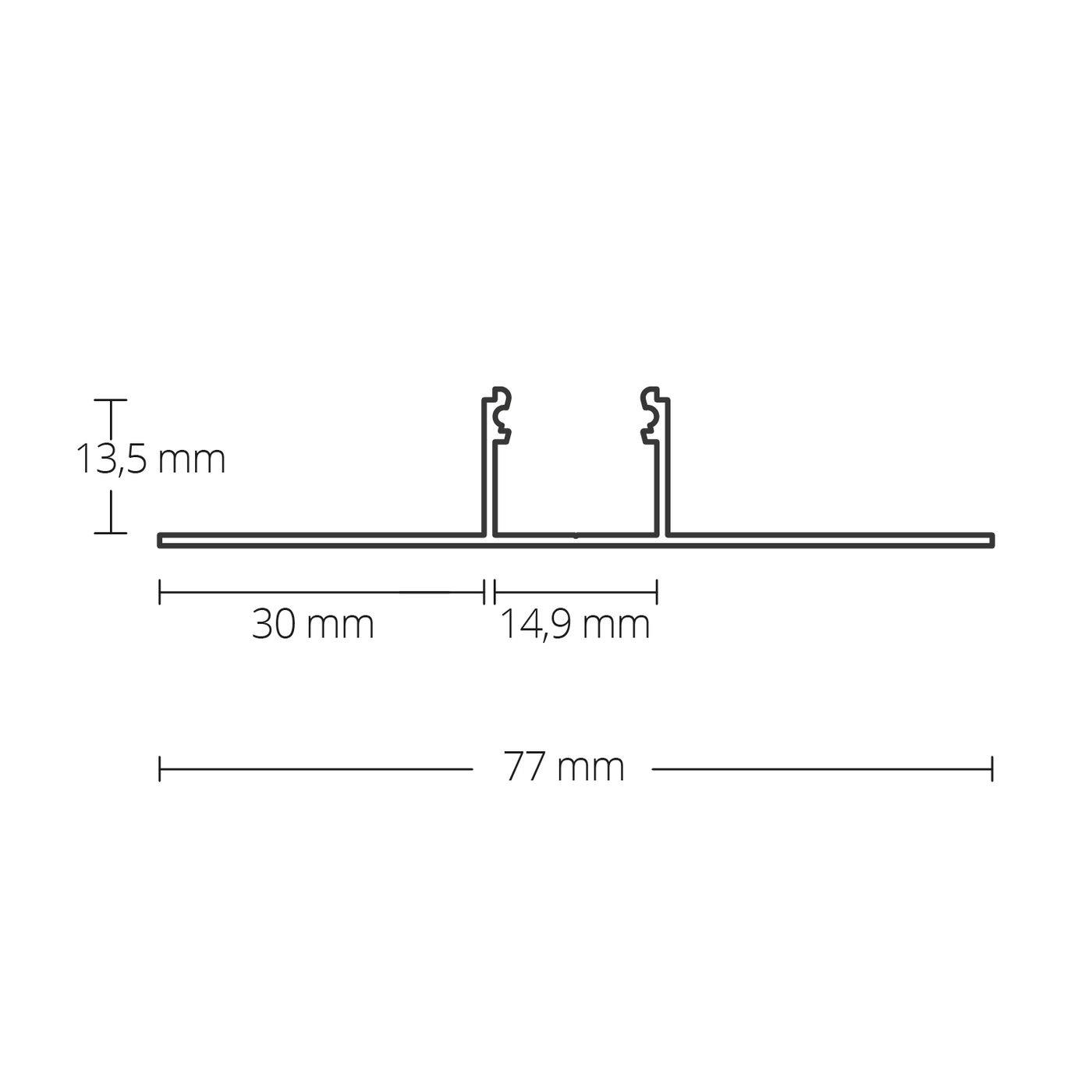 2m LED Profil TBP3 Silber 77x14,5mm Aluminium Trockenbauprofil für 14mm LED Streifen