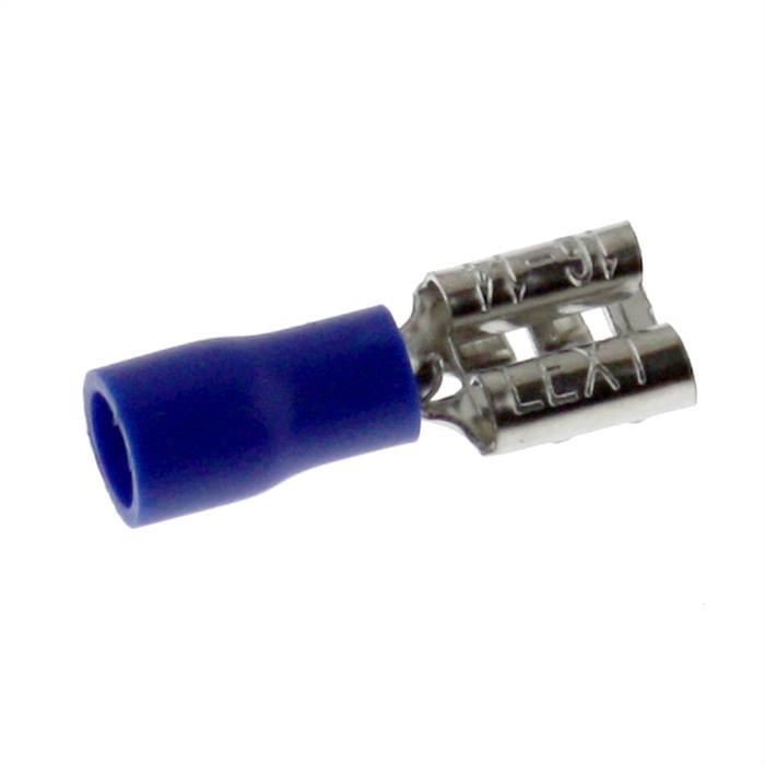25x Flat receptacle partially insulated 1,5-2,5mm² Plug-in dimension 0,8x6,4mm Blue for flat plug Brass tinned