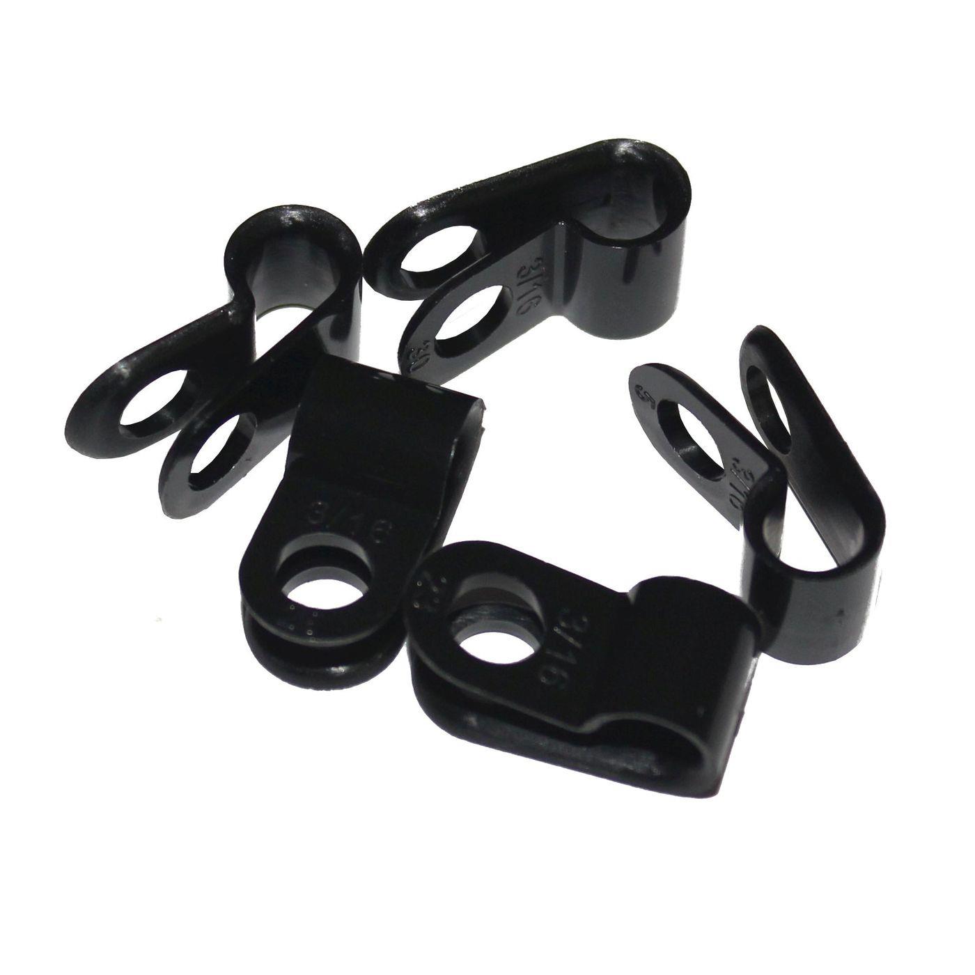 100x P-Clip for cable 6mm black Nylon Cable clamp Cable fixation Chassis clamps
