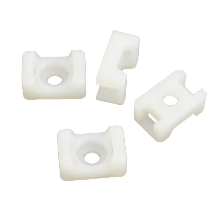 100x Screw base for cable ties 15x10mm White natural Mounting base