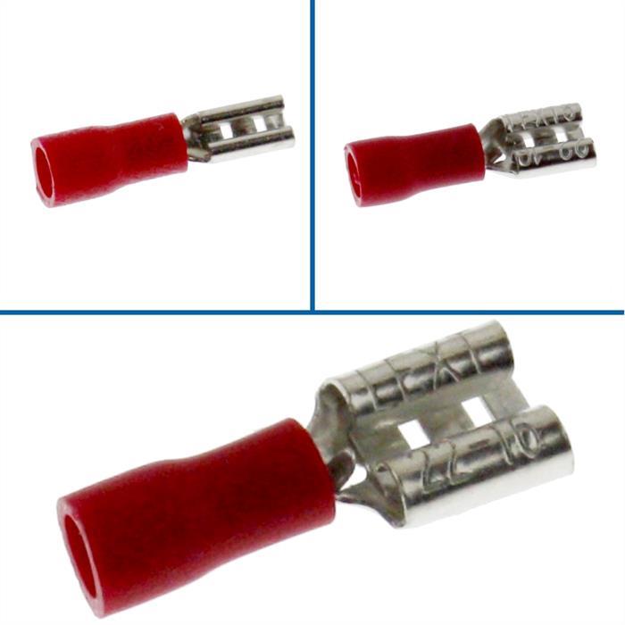 25x Flachsteckhülse teilisoliert 0,5-1,5mm² Rot für Flachstecker Messing verzinnt