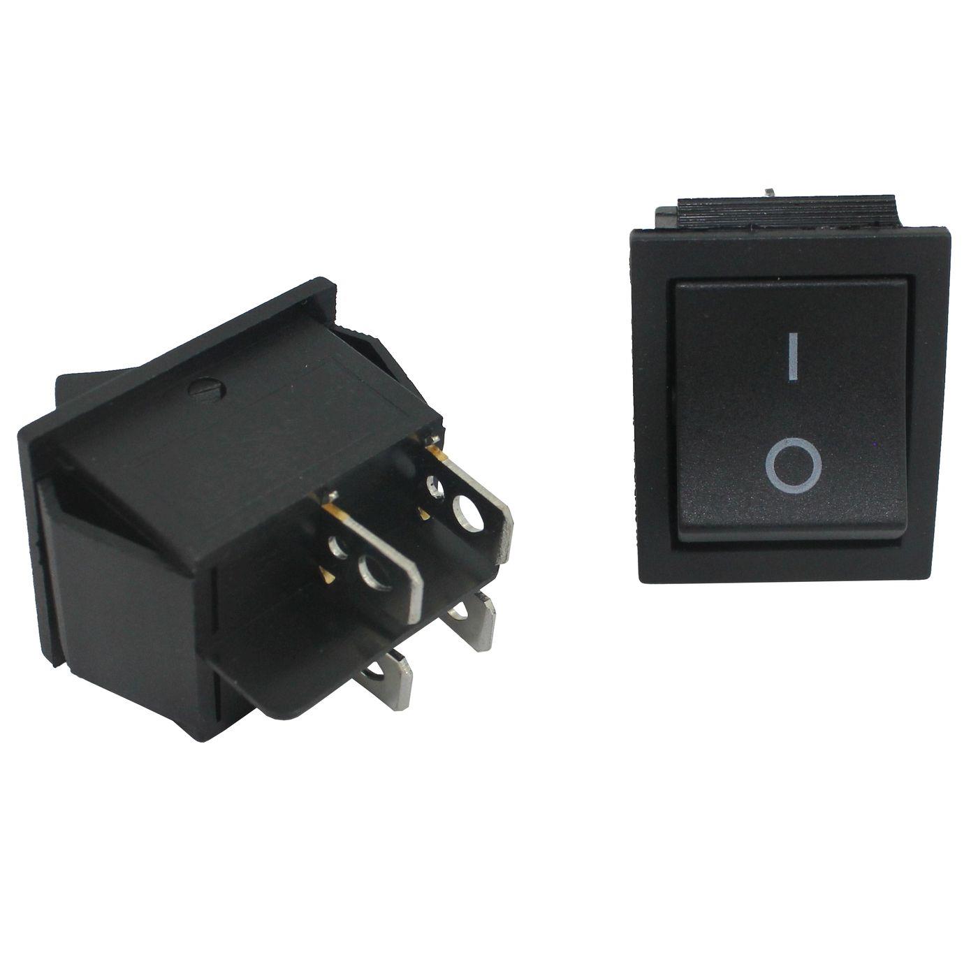 5x Off switch 2pole 250V 6A I-0 31x26mm Black Rocker switch