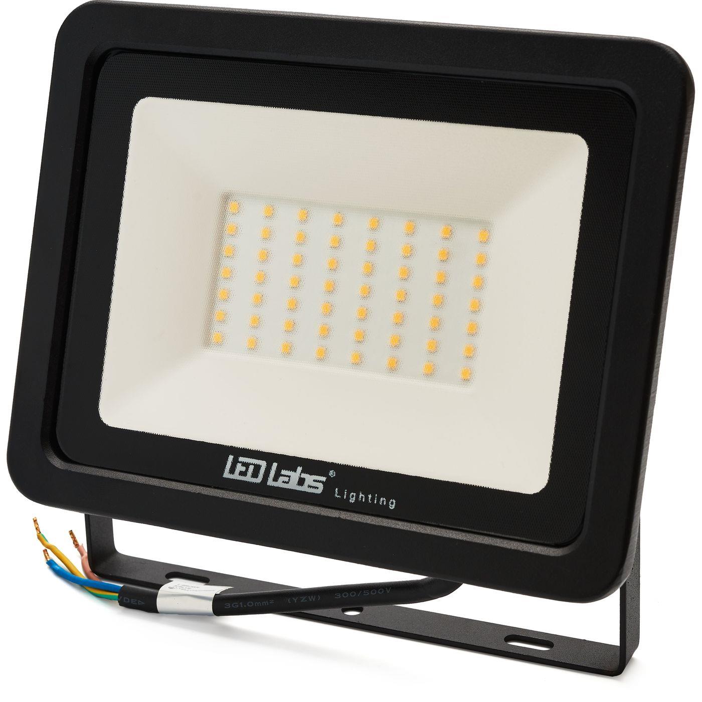 LED Floodlight Spotlight 50W 4250lm Neutral White 4000K 205x160x31mm Black -35...+55°C IP65 110° CRI 80+