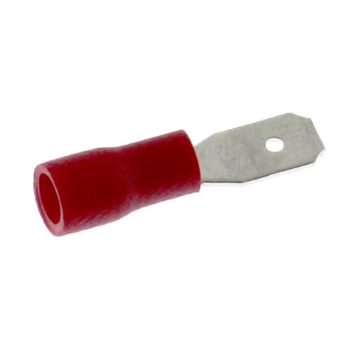 25x Flachstecker teilisoliert 0,5-1,5mm² Steckmaß 0,8x4,8mm Rot Steckverbinder Messing verzinnt