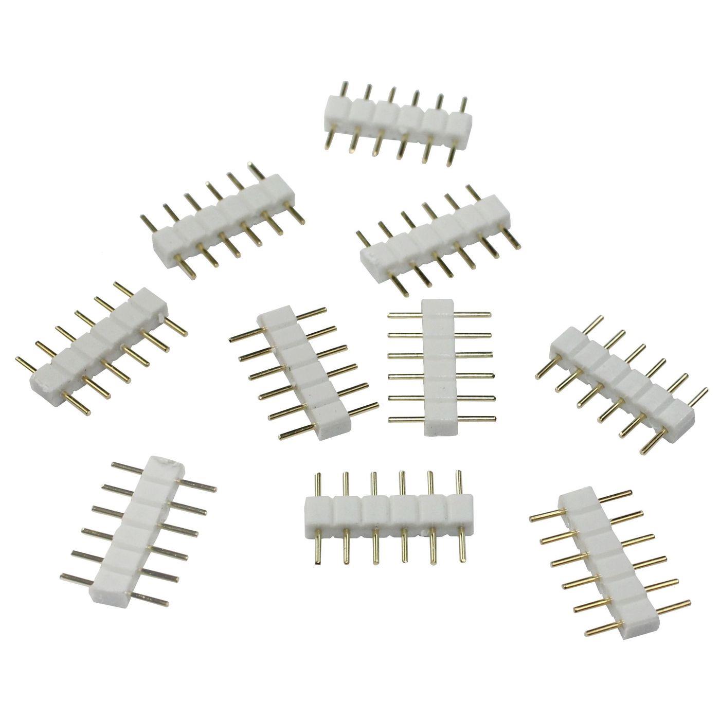 10x RGBW CCT LED Jumper 6 Pin Connector 15x3mm Adapter Coupling