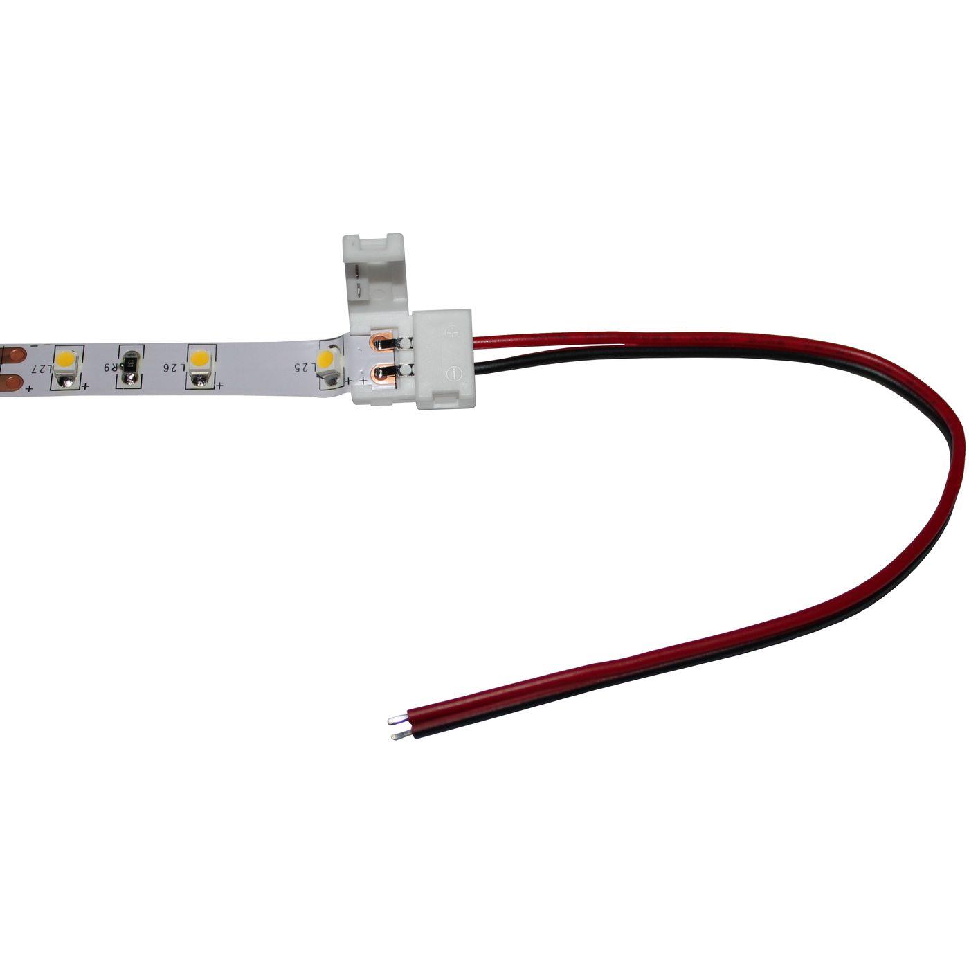 15cm LED Clip Verbinder mit Kabel für 8mm LED Streifen 13x5mm für einfarbige LED Streifen 2-Pin