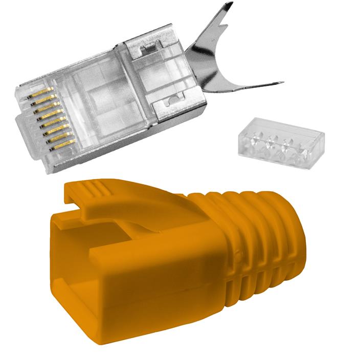 10x Network connector RJ45 Plug Orange CAT5 CAT6 CAT7 LAN gold plated contacts