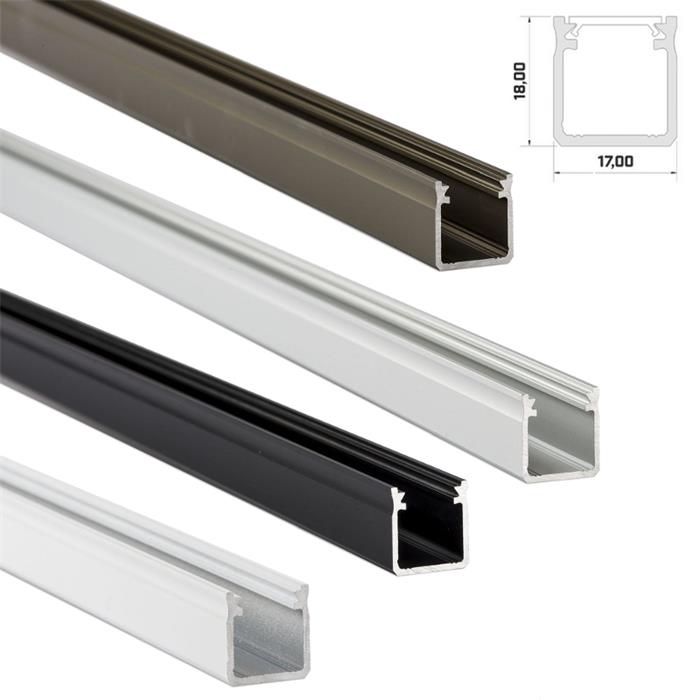 1m LED profile Y Silver 17x18mm Aluminium Mounting profile for 12mm LED strips