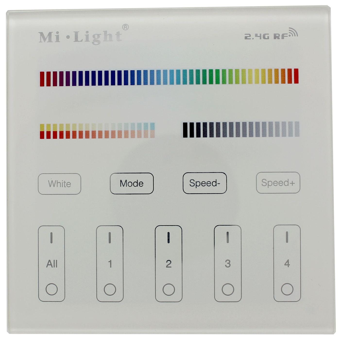 MiLight MiBoxer RGBW CCT LED 4-Zone Wand Touch Panel Controller 230V für Farbwechsel Streifen 6-Pin