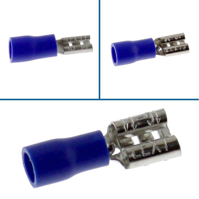 25x Flachsteckhülse teilisoliert 1,5-2,5mm² Blau für Flachstecker Messing verzinnt