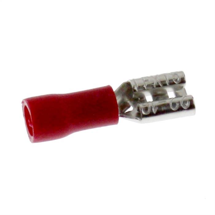 25x Flat receptacle partially insulated 0,5-1,5mm² Plug-in dimension 0,8x4,8mm Red for flat plug Brass tinned
