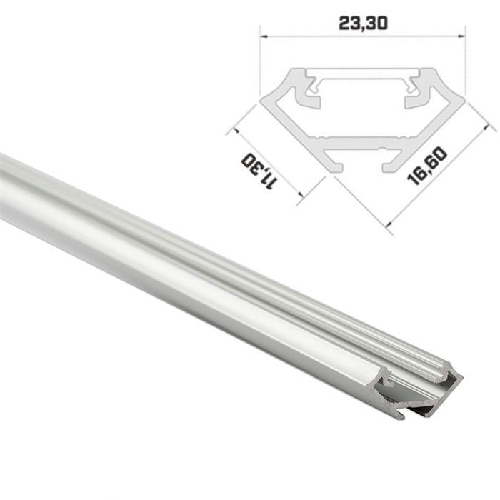 1m LED profile C Silver 17x17mm Aluminium 45° Corner profile for 12mm LED strips