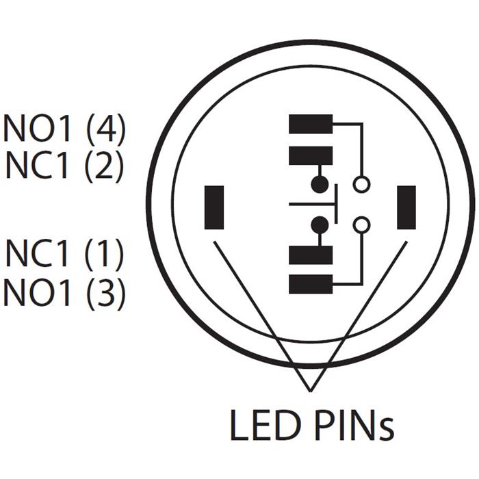 Edelstahl Druckschalter erhaben Ø25mm Ring LED Gelb IP65 2,8x0,5mm Pins 250V 3A Vandalismussicher