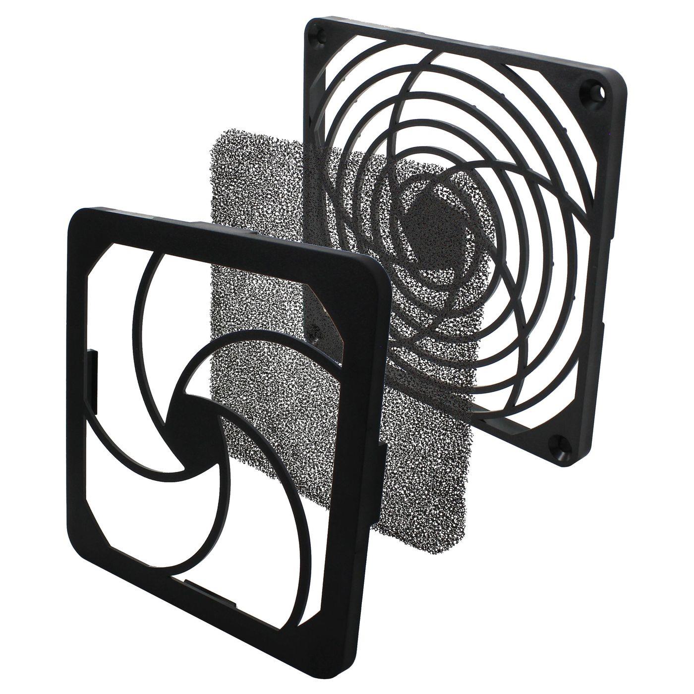 Fan grille + Dust filter 120x120mm 30ppi 3-part spin-on filter